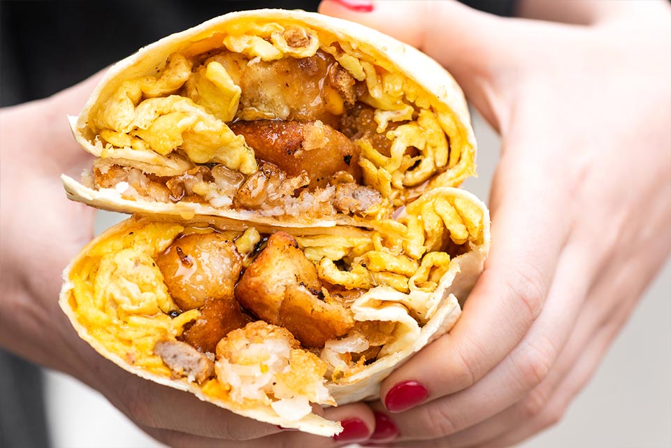 The Conrad's Grill Big Breakfast Tot Wrap.